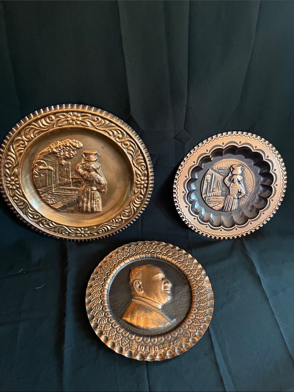 Copper-Tone Decorative Wall Plate Trio